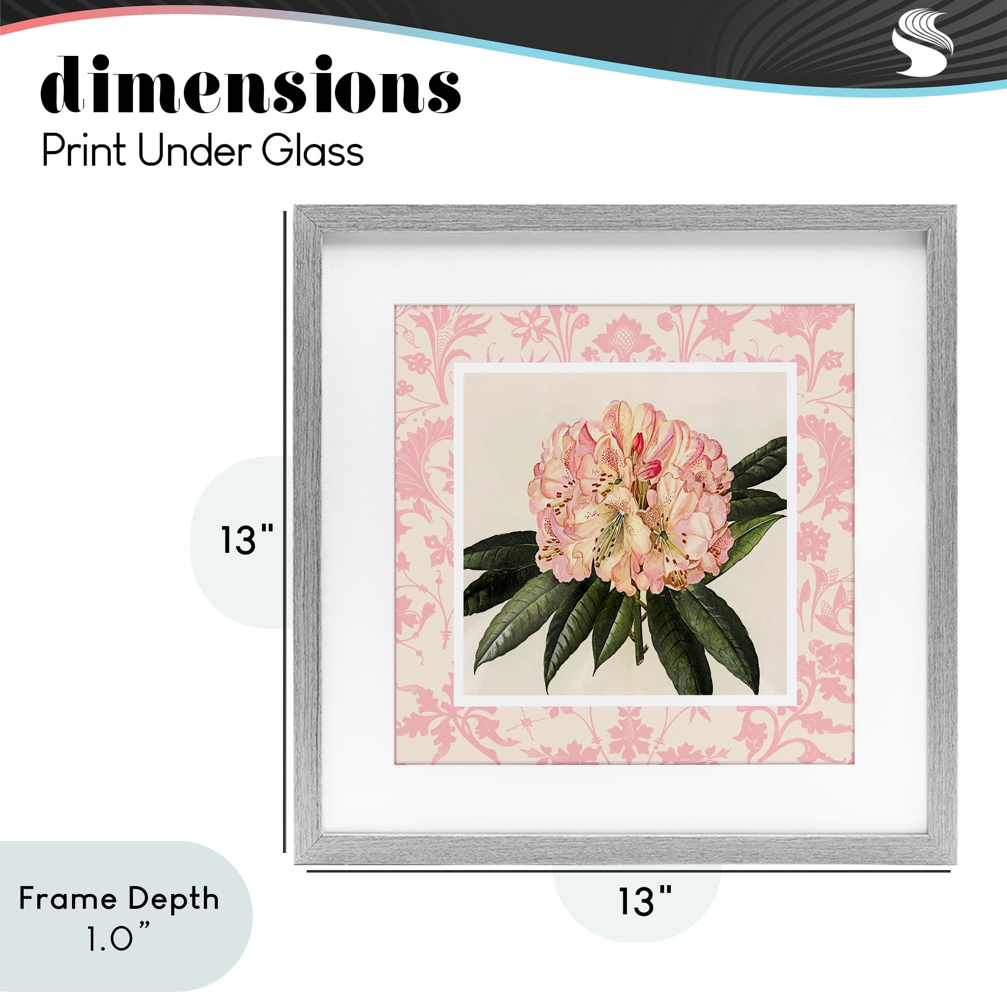 Stupell Industries Pink Pattern Botanical Gray Framed Print Under Glass, design by Livi Finn