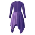 thumbnail image 4 of iiniim Long Sleeve Praise Dance Dress for Girls Metallic Liturgical Worship Asymmetrical Church Robe Tunic Lavender 10, 4 of 7