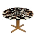 thumbnail image 3 of PIKWEEK Halloween Bats Table Round Cover Elastic Edged Tablecloth, Black Animals on Plaid Indoor Outdoor Fitted Circle Tables Cover Waterproof Wipeable Tabletop Protector Cloth Orange Checker Gingham, 3 of 7