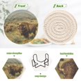 thumbnail image 2 of 6 Pcs Drink Coasters with Holder 3.94in Woven Coasters for Drinks Buffalo Herd Oil Painting Coaster Set for Protection Table, 2 of 7