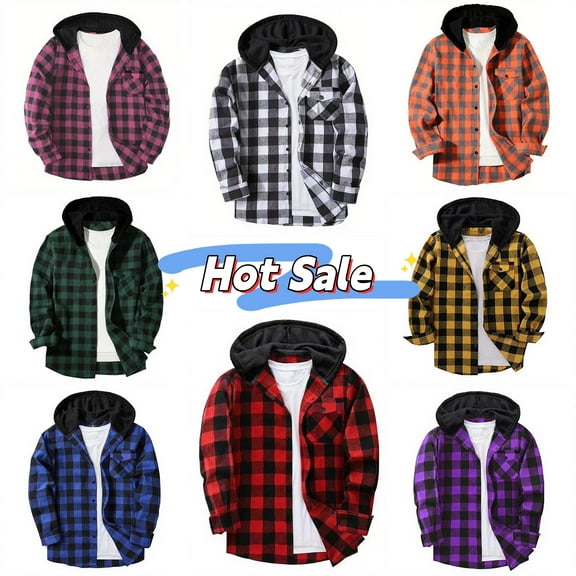 Taqqpue Boys Girls Casual Flannel Plaid Hoodies Fall Fashion Button Down Shirts Long Sleeve Cute Lightweight Jacket Coats with Pockets for Kids 5-16Y