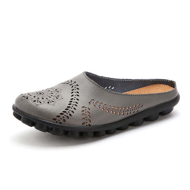 Zapatos de mujer Color sólido Retro ahuecado tallado tacón plano moda cómodas sandalias casuales zapatillas Wmkox8yii hj789