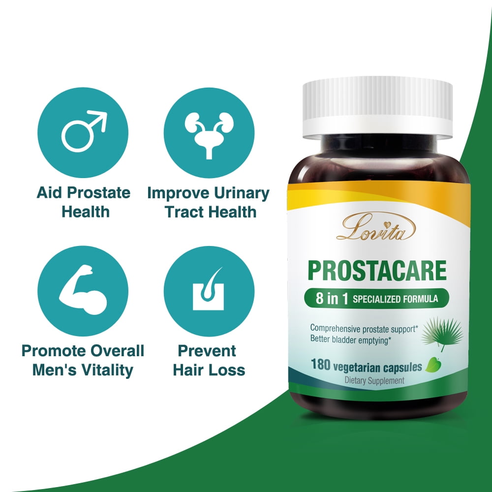 Lovita ProstaCare for Men, 8-in-1 Formula with Saw Palmetto, Supports Prostate & Urinary Health, 180 Capsules