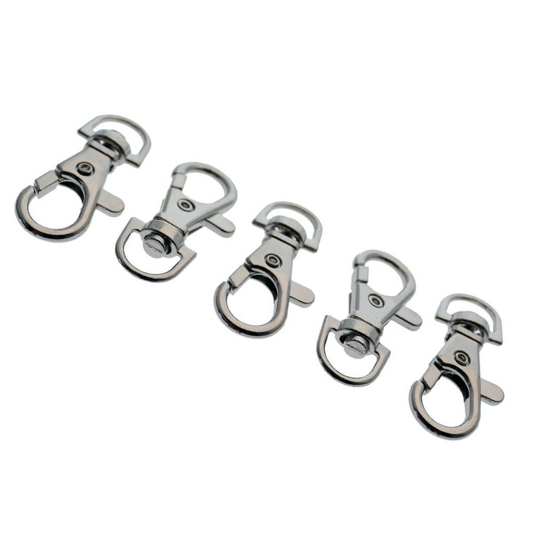 25 Pack - Premium Metal Lobster Claw Clasp Hook Craft Findings - 1.5 Inch  Clip with Trigger Snap and Round Eye Swivel D Ring by Specialist ID (Silver)