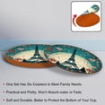 thumbnail image 4 of Valentine's Day 6Pcs Round Microfiber Leather Table Coasters, 11x11 cm/4.3x4.3 in, Heat- Drink Mats for Home and Kitchen, 4 of 6
