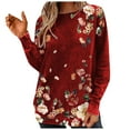 thumbnail image 2 of Qiopertar Chemise Imprimée Mode pour Femmes Col Rond Manches Longues Hauts Assortis Offres de la Semaine Liquidation à Moins de 5$ jusqu'à 90% de Réduction, 2 of 5