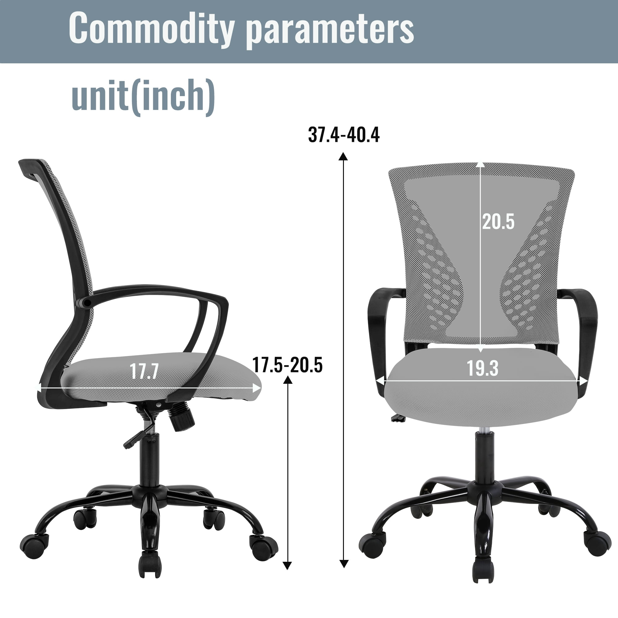 FDW Ergonomic Office Chair, Lumbar Support, Swivel Rolling for Men, Women(Grey)
