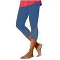 thumbnail image 2 of Stamzod Capri Leggings for Women Summer Solid Color High Waisted Lace Capris Casual Slim Fitting Yoga Gym Leggings for Women Blue J S, 2 of 7