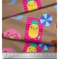thumbnail image 2 of Soimoi Brown Rayon Fabric Beech & Fun Party Print Sewing Fabric Yard 42 Inch Wide, 2 of 5