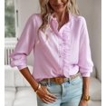thumbnail image 2 of ZANKLEY Shirts for Women Long Sleeve Shirt Button Down Loose Outfits Blouse Tops, 2 of 11