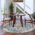 thumbnail image 4 of Blue Boho Round Area Rug 5 FT, Non Slip Bedroom Area Rug, Middle Century Abstract Art Western Geometric Washable Soft Circular Carpet Non-Shedding Floor Mat for Kitchen Dining Room Foyer Balcony Dorm, 4 of 9