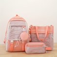 thumbnail image 3 of Conjunto De 4 Piezas De Mochila De Estilo Preppy, Mochila De Contraste De Color Kawaii Con Bolso De Mano Y Estuche Para Lápices Y Monedero Redondo, 3 of 3
