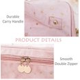 thumbnail image 5 of Bolsa de maquillaje de terciopelo con asa, bolsas de cosméticos con soporte para brochas de maquillaje, bolsa de maquillaje de viaje para mujeres, rosa, 5 of 5