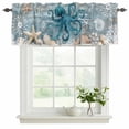 thumbnail image 2 of Blue Octopus Coastal Valances for Windows, Summer Beach Ocean Starfish Coral Light Filtering Kitchen Curtains, Rod Pocket Window Valance Curtains for Living Room Bedroom, 60" W x 18" L, 2 Panels, 2 of 9