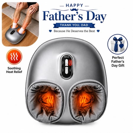 Nekteck Foot Massager with Heat for Neuropathy/Plantar Fasciitis Relief/Circulation/Wellness/Health, Shiatsu Air Compression Deep Kneading Feet Massager, Max Size Men11/Women 12, Fathers Day Gifts