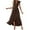 Brown, variant on LOVZFMLL Dresses Women's Casual Solid Color Embroidered Lace Cuffs-neck Dress