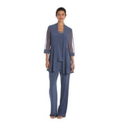 R&M Richards Women's Beaded neck 2 Piece Pant Suit - Mother of the bride outfit, 4P Charcoal