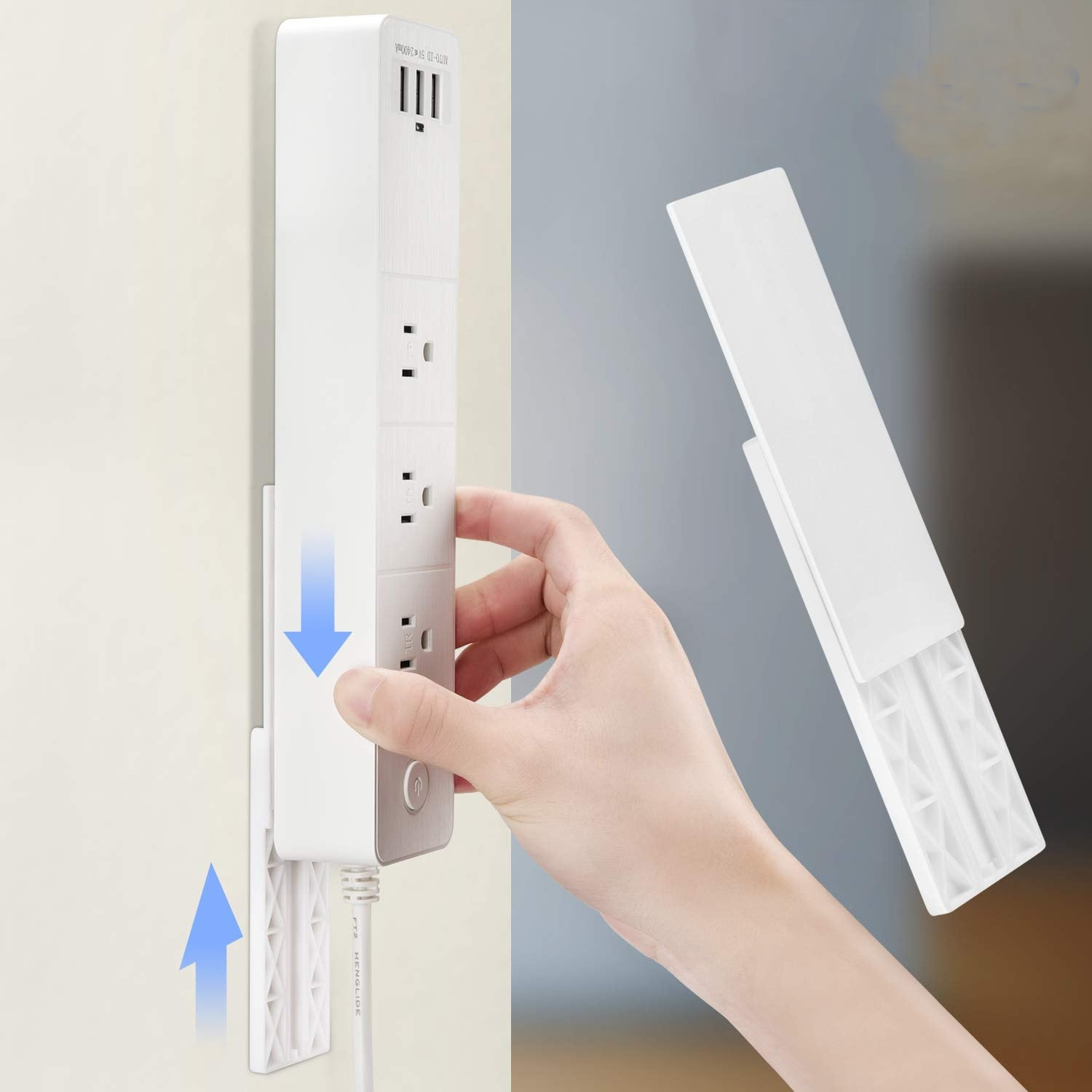 1pc Self Adhesive Power Strip Holder Invisible Socket Bracket Plug