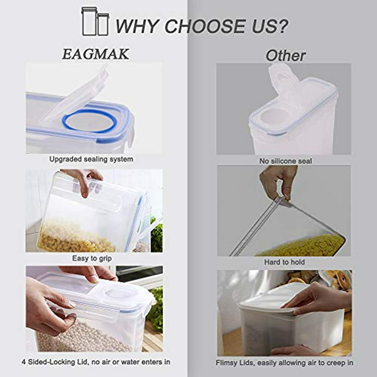 EAGMAK Airtight Food Storage Containers, Cereal Containers, Plastic BPA  Free Kitchen Pantry Storage Container for Flour