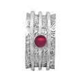 thumbnail image 1 of 5MM Round Rhodolite 925 Silver Meditation Anxiety Men Women Spinner Ring, 1 of 2