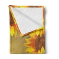 thumbnail image 2 of Sunflower Soft Flannel Fleece Blanket, Sunflower Arranged in a Circle on a Wooden Background Flower Frame Illustration, Cozy Plush for Indoor and Outdoor Use, 60" x 80", Brown Orange, by Ambesonne, 2 of 5