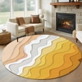 thumbnail image 2 of Round Area Rug 8ft,Ocean Ombre Yellow Waves Abstract Washable Carpet Non-Slip Runner Accent Rugs Indoor Floor Mat for Bedroom Living Room Decor,Watercolor Ripple Art, 2 of 9