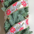 thumbnail image 3 of Northlight Pack of 12 Red Poinsettia Print Gold Wired Christmas Craft Ribbon Spools - 2.5 x 120, 3 of 3