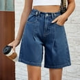 thumbnail image 4 of Denim Shorts for Women Casual Adjustable Button Shorts High Rise Wide Leg Shorts, 4 of 9