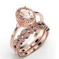 thumbnail image 3 of Beautiful Boho And hippie 2.35 Carat Oval Cut Morganite And Diamond Moissanite Engagement Ring, Wedding Ring, Two Matching Band in 10k Solid Rose Gold, Romanic Gift For Her, Promise Ring, 3 of 4