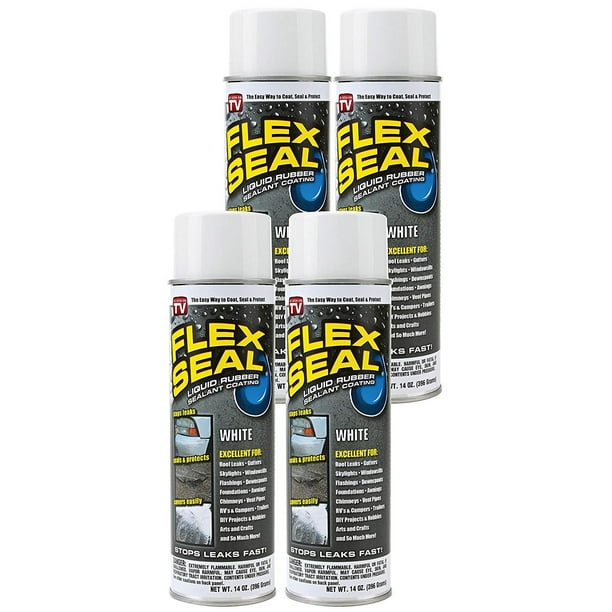 Flex Seal Spray Rubber Sealant Coating, 14oz, White 4 Pack