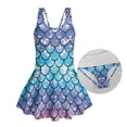 thumbnail image 5 of Xixirimido Gradient Mermaid Scale Print Girls Swimsuit One Piece UPF 50+ Skirted Bathing Suit Modest Beach Swim Dress with Built-in Shorts for Kids, 10-11 Years, 5 of 7