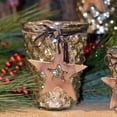 thumbnail image 4 of Set of 3 Silver Nights Candle Holder Centerpiece Wind Lights, Star Themed, Rustic Solid Charm, Twine and Faux Leather Wrapped, Hobnail Glass, 3, 4, and 5 Inches, 4 of 6