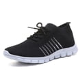 thumbnail image 1 of Zapatos Casuales Mujer Likrtyny Malla Con Cordones Transpirables Planas Ligeras Negro 36, 1 of 9