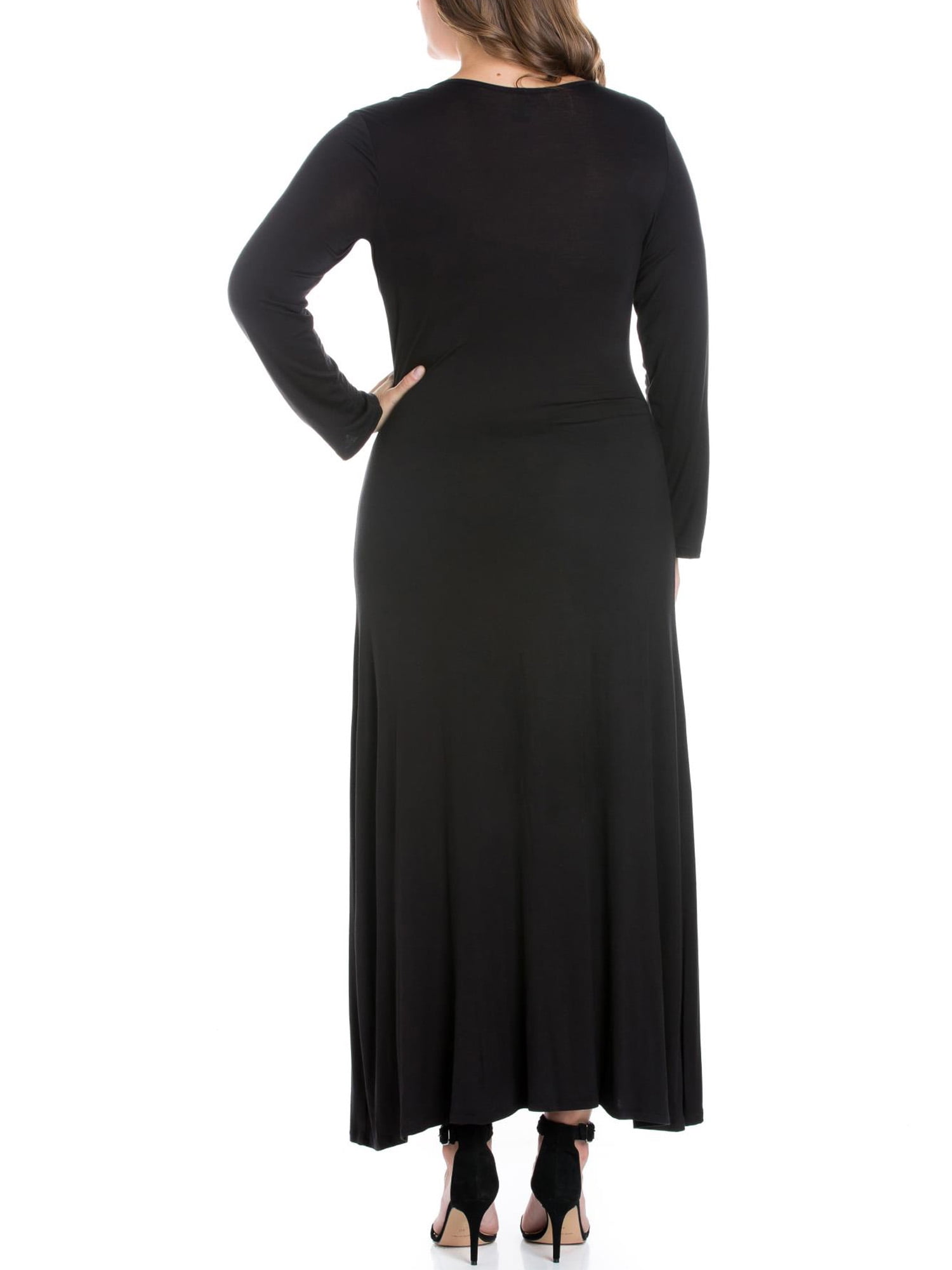 24seven Comfort Apparel Plus Size Womens Long Sleeve Maxi Dress