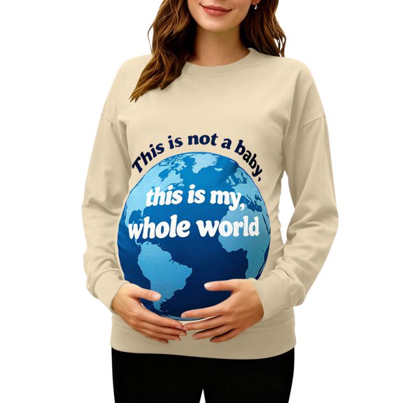 Mifsaly Maternity Long Sleeve Shirt Letter Print Maternity Sweatshirt Loose Pregnancy Crewneck Pollover Tops Office Going Out Dressy Casual Blouse Women Spring Fall Outfits M