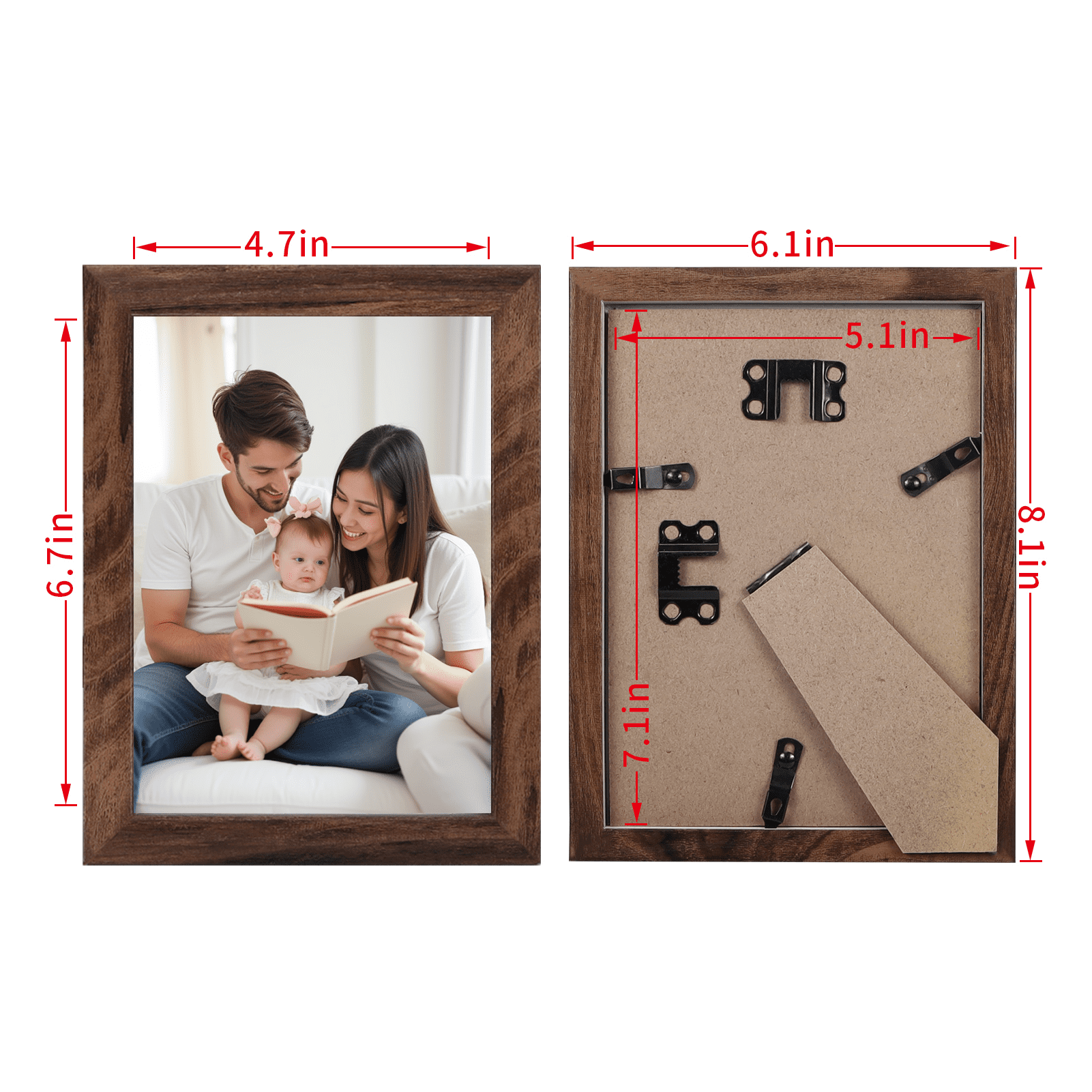 5x7 Picture Frame Set of 12, 5 by 7 Photo Frames Bulk for Wall or Tabletop Display, Brown