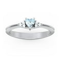 thumbnail image 2 of Birthstone Heart Ring with Shoulder Accents - Aquamarine (March), 2 of 4