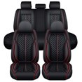 thumbnail image 3 of Eluto 5 Seats Car Seat Covers Accessories Full Set ,Luxury Pu Leather Cushion Protector Universal Fit for Most Cars SUV Pick-up Truck, Auto Vehicle Interior Decor, 3 of 8