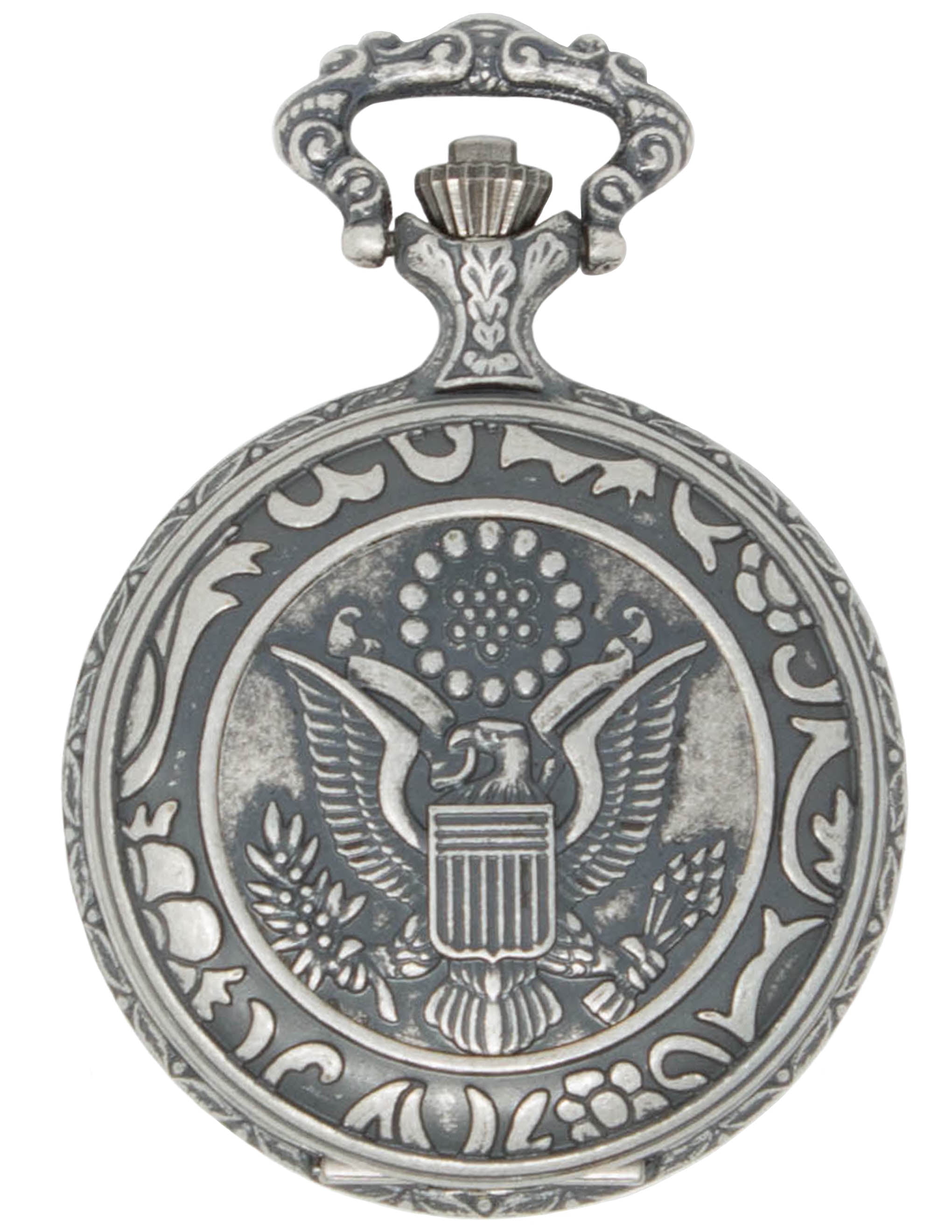 Dakota Men's Antique Silver Eagle Pocket Watch