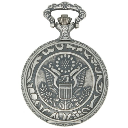 Men's Antique Silver Eagle Pocket Watch by Dakota