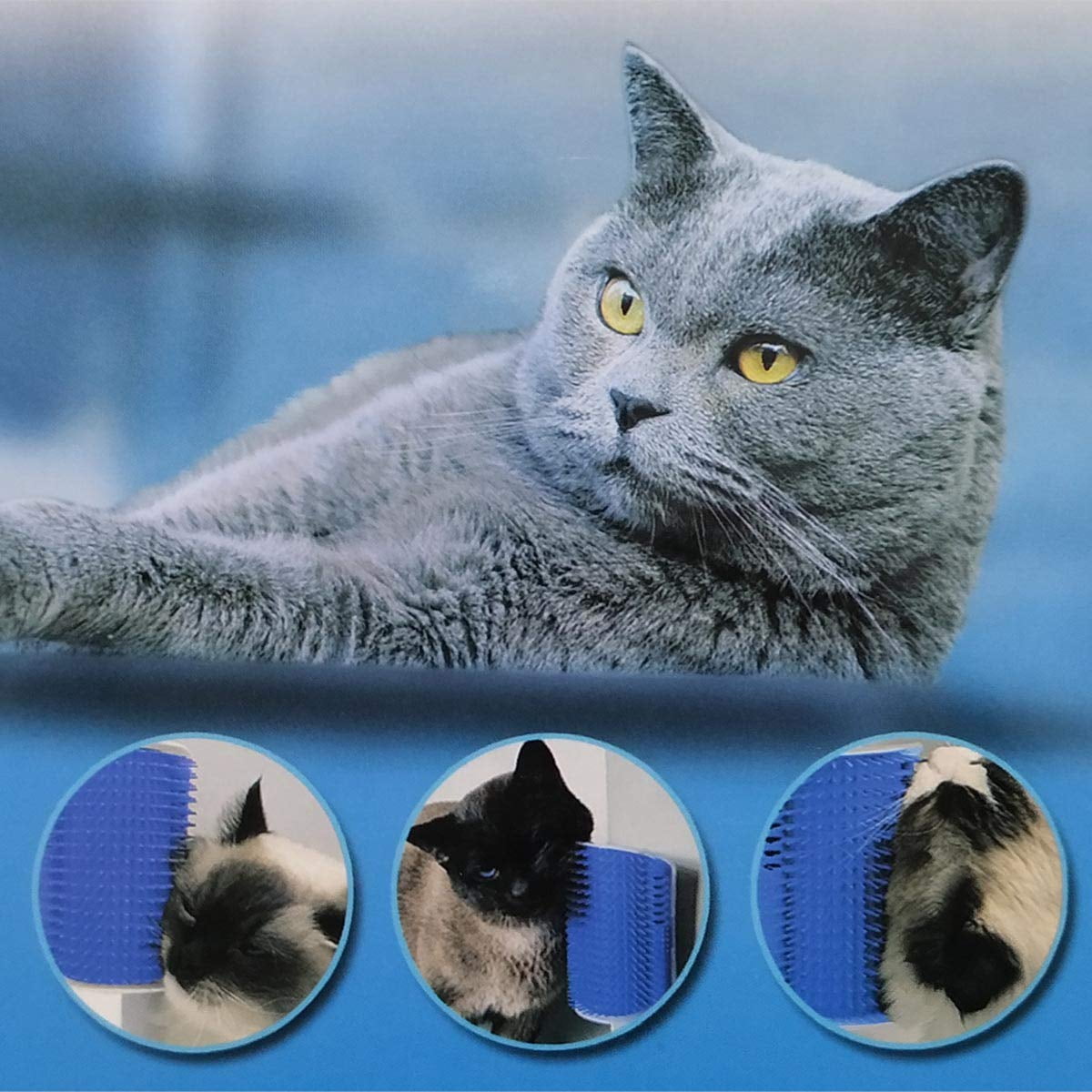 Lot De 2 Brosses D'angle Murales Pour Chats Avec Herbe Chatte, Brosse D' Angle De Toilettage De Massage, Idéal Pour Chat, Frotter La Tête Et Le Corps, Peignes Chats, Bipack 2 Pièces Gris