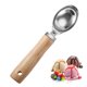 thumbnail image 1 of Cuchara para helado de acero inoxidable con mango de madera antideslizante - Pala de helado de metal - Apta para lavavajillas, 1 of 1