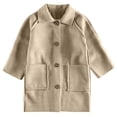 thumbnail image 3 of THDHVS Girls Winter Coat Fashion Girls' Solid Color Long Sleeve Warm Coat Casual Loose Jacket Beige, 3 of 4