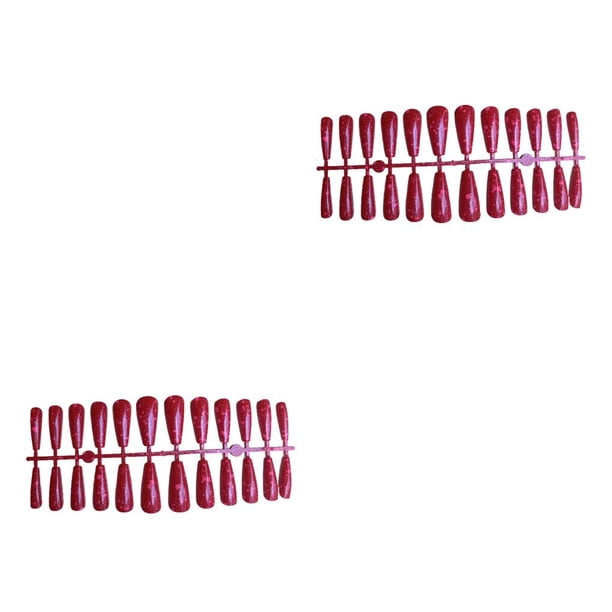 Seitruly 24 Uds. De uñas postizas extralargas, puntas de uñas postizas, decoración para mujeres, suministros para uñas, accesorio de manicura, impresión roja 2piezas Seitruly CBP456253