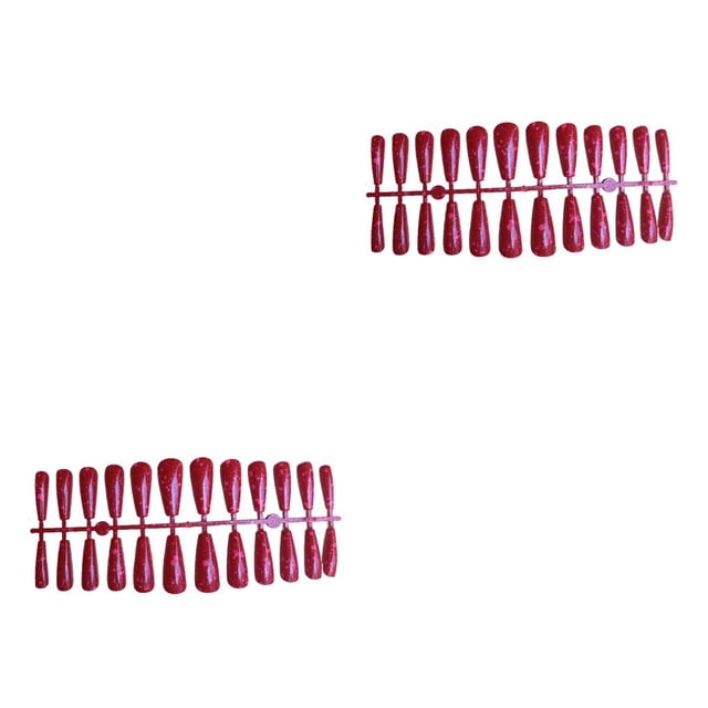 Qarigey 24 Uds De Uñas Postizas Extralargas Decoración Para Mujeres Impresión Roja 2piezas