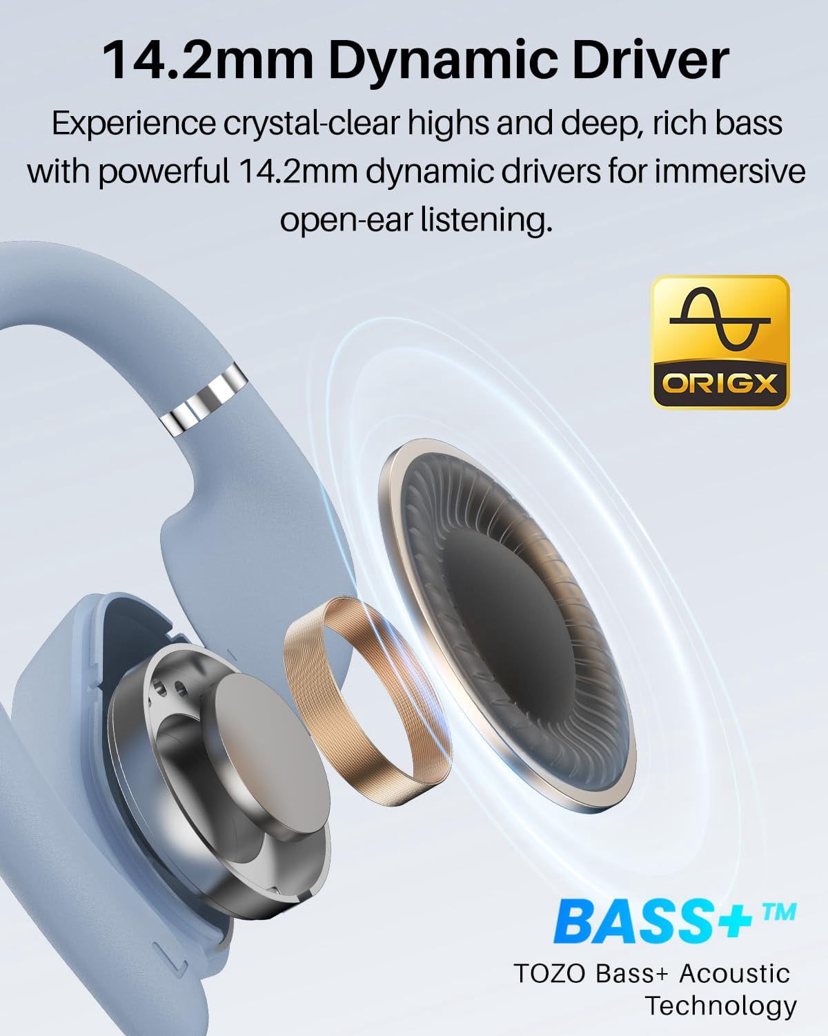 TOZO AI Translation Open Ear Earbuds, Open Ear Bone Conduction Headphones, 145+ Languages, 60H, Stereo Bass, Touch Control, APP-5EQ, Waterproof Lightweight Sports Headphones for Workout Gym, Office