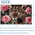 thumbnail image 5 of Rose Leopard Soft and Warm Printed Throw Blanket - Lightweight Microfiber Blankets for Sofa, Bed, Couch, Office, and Camping - Customizable Comfort, 5 of 6