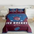 thumbnail image 2 of Homewish Hockey Game Gaming Queen Comforter Set,Ball Sport Theme Bedding Sets,Blue White Red Bedding Comforter Set For Teens,Luxury Bedroom Decor Reversible,3-Piece, 2 of 8
