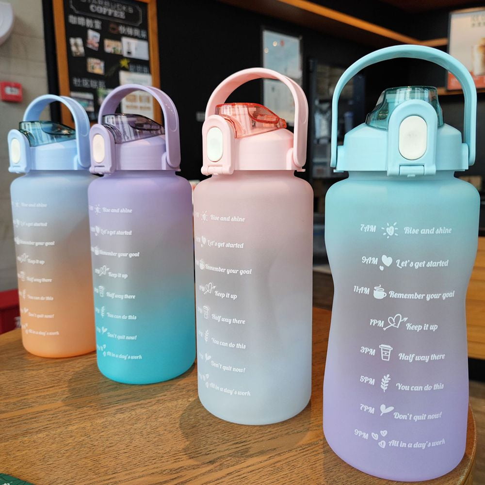 Wholesale Large Capacity 2000ml Sports Kettle Gradient Frosted Straw Cup  Portable Handle Plastic Bottle Double Drink Bottle Cute - China Kawaii  Water Bottle and Water Bottle price