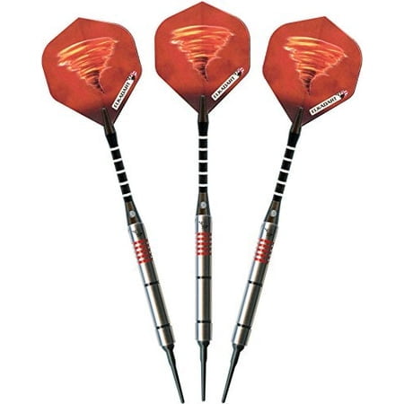 Elkadart Tornado Fléchettes à Embout Souple 90 % Tungstène avec Rangement/étui de Voyage, 2 Anneaux Noirs/4 Anneaux Rouges, 18 Grammes